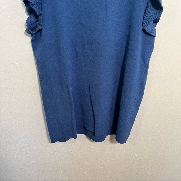 T Tahari Flutter Sleeve Sweater Knit Top Blue L - Picture 5 of 12